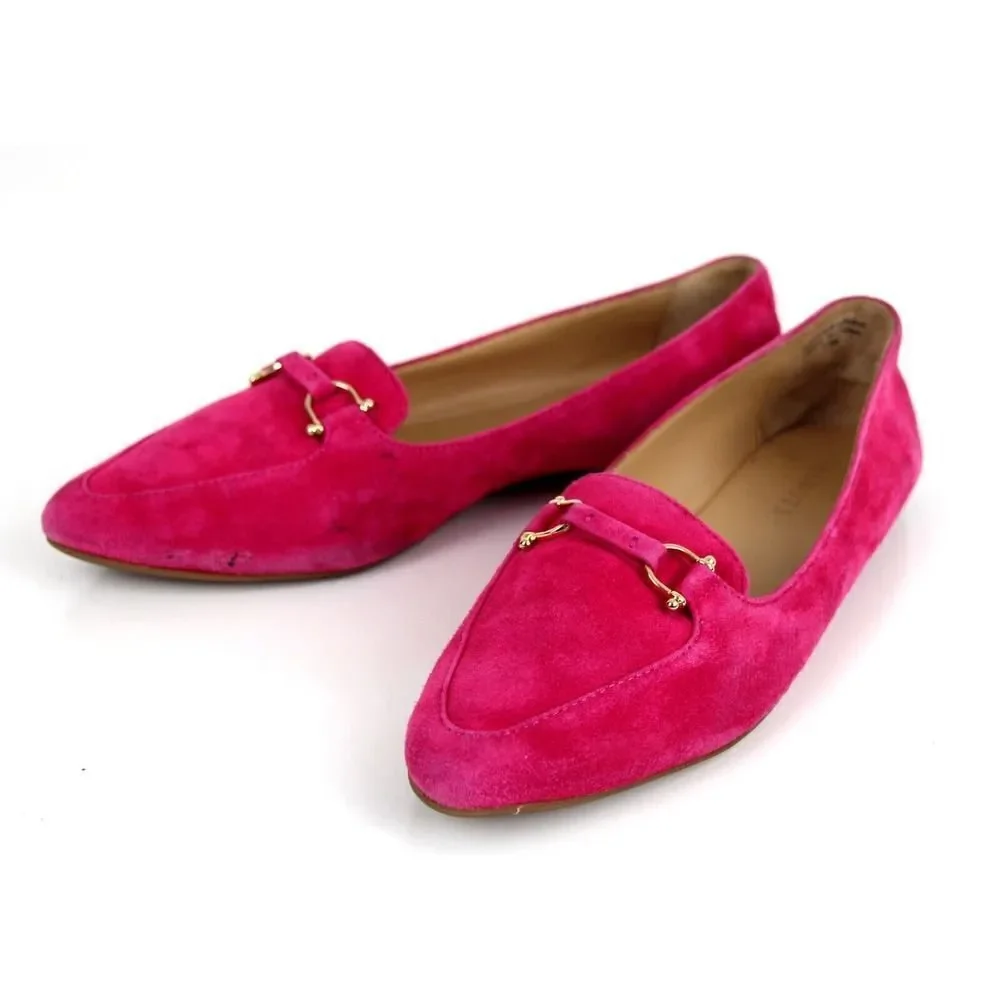 Talbots FUCHSIA GENUINE LEATHER SUEDE LOAFER FLATS POINTED TOE SHOES Sz 8.5